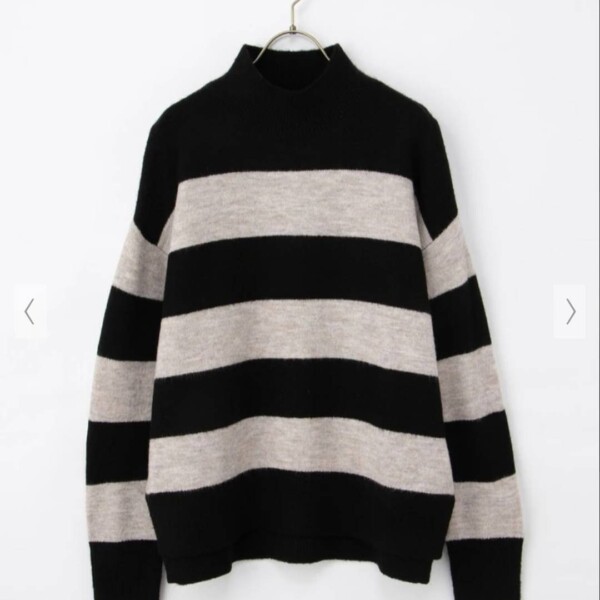 ハイネックニット(黒×ベージュ)