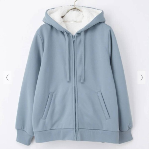 裏ボアジップパーカー(ブルー)